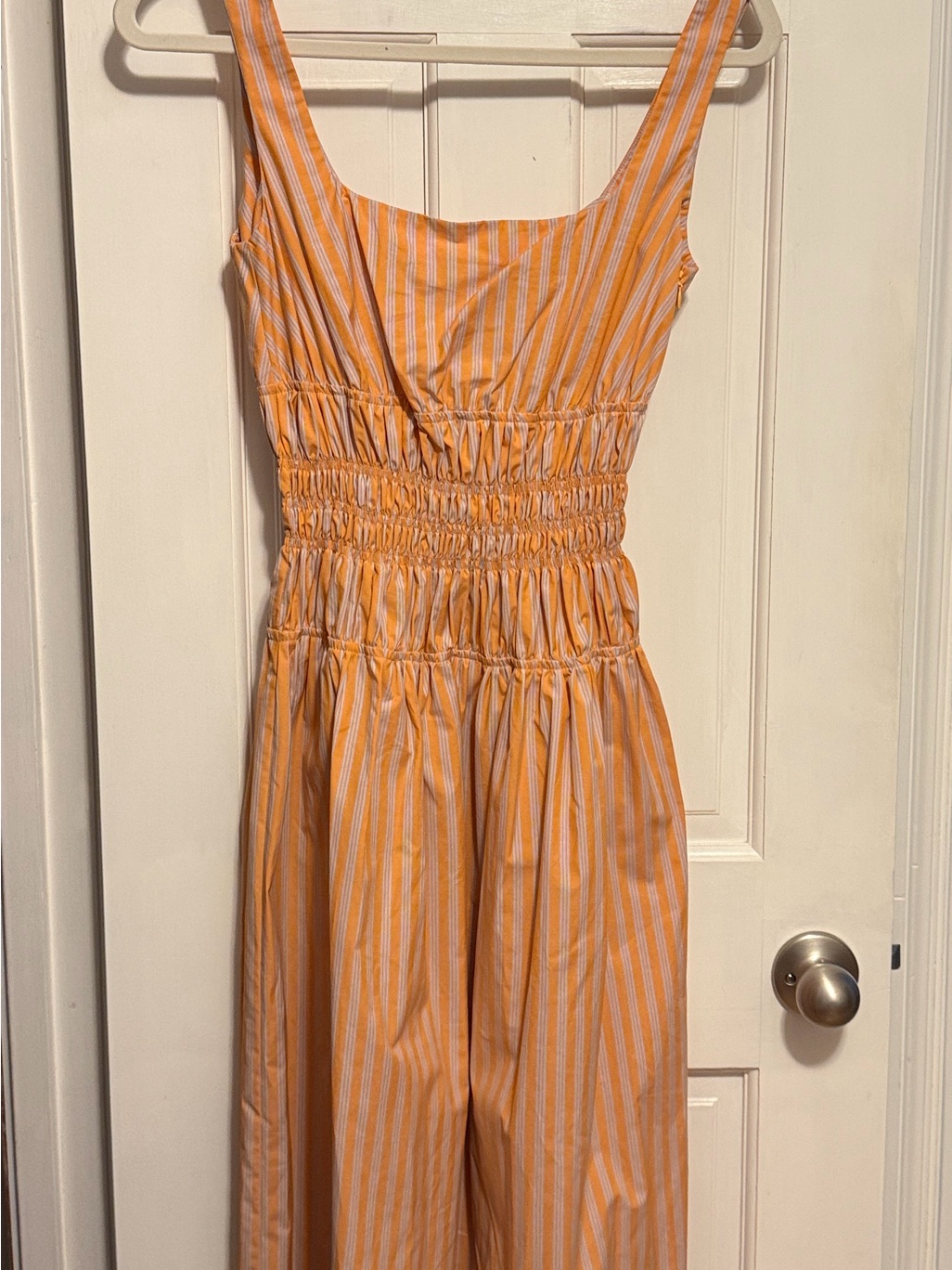 Belinda Square-Neck Striped Cotton Midi Dress